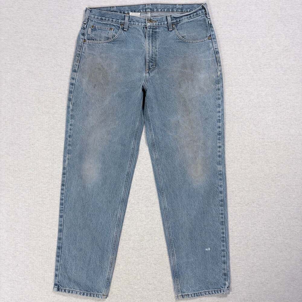 Carhartt B17 DST Relaxed Fit Tapered Blue Denim Jeans 38 x 32